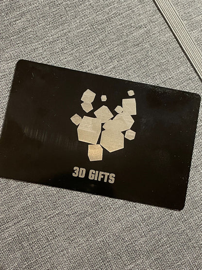 Cartão 3D Gifts Store preto metalizado frente