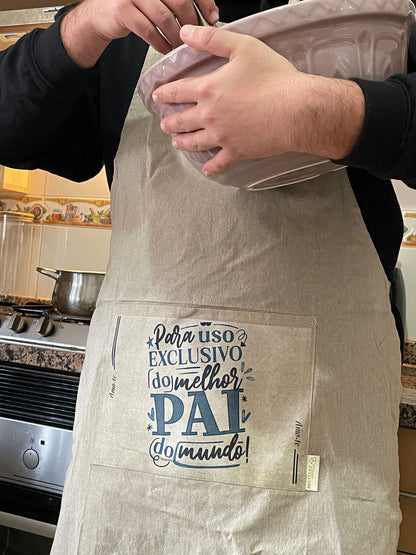 Father's Day Apron - "Para uso exclusivo do melhor pai do mundo"