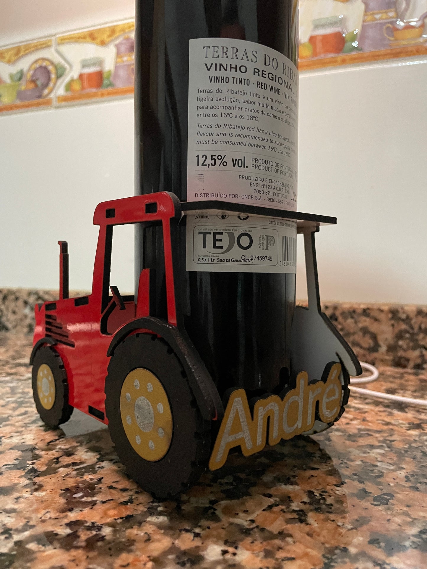 Tractor shaped wine bottle holder