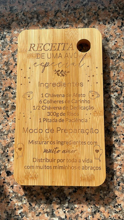 Tábua com mensagem para avó
