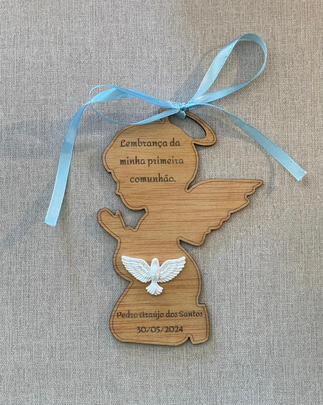 Lembrança para comunhão em forma de anjo